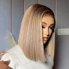 Facile à Porter 3 Secondes Glueless 13x4 Couleur Gris Thé Au Lait Perruque Bob Sans Colle Lisse