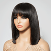 Pour Débutants 3x1 Dentelle Yaki Straight/Ondulé Bob Perruque Avec Frange 2 Styles