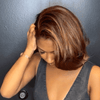 𝑩𝒖𝒚 1 𝑮𝒆𝒕 1 𝑭𝒓𝒆𝒆💥Glueless Couche Parting Free C Partie Marron Coupe Courte Bob 7x4 Perruque Sans Colle 250% Densité
