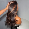 Style Salon Luxueux Glueless Couleur Brun Highlight 7x4 Perruque Sans Colle Body Wave