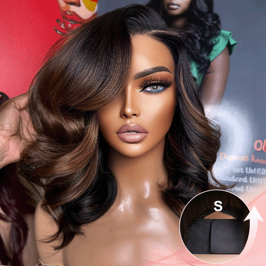 Luxueuse Glueless Couleur Mèches Brunes 7x4 Nœuds Blanchis Perruque Sans Colle Body Wave