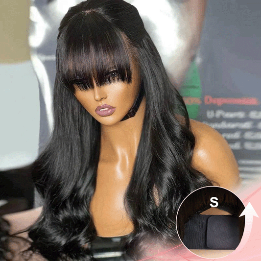 Glueless 4x4 Perruque Sans Colle Frange Cheveux Humains Brésilien Body Wave