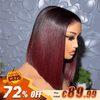 Glueless Dégradé De Couleur 99J Bob 5x5 Perruque Sans Colle Wear Go Lisse
