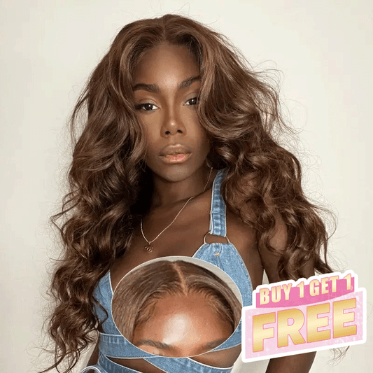 𝑩𝒖𝒚 1 𝑮𝒆𝒕 1 𝑭𝒓𝒆𝒆💥 9x6 Glueless Perruque Sans Colle Couleur Brun Chocolat Body Wave