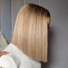Facile à Porter 3 Secondes Glueless 13x4 Couleur Gris Thé Au Lait Perruque Bob Sans Colle Lisse
