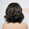 Tendance Glueless Couleur Noire Avec Reflets Blonds 7x4 Bob Ondulé Perruque Sans Colle
