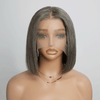 Boss Mature Lisse Confidence Elegance Bob Couleur Lin Gris 13x4 Dentelle Perruque Cheveux Humains