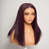 Soyeux Glueless Couleur Violet Foncé 5x5 Nœuds Blanchis Bob Perruque Sans Colle Lisse