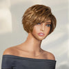 Glueless Couche Sans Nœuds Couleur Blonde Miel 7x4 Perruque Coupe Pixie Sans Colle