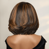 Glueless Couche Mèches Brune Highlight 7x4 Bob Perruque Sans Colle Ondulé 250% Densité