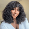 Bob Curly Wig with Bangs Black #4/27 Color 200% Density
