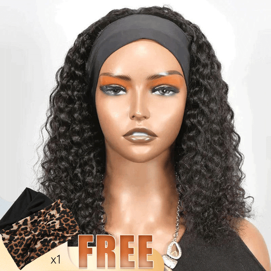 200% Density Brazilian Curly Human Hair Wig Headband