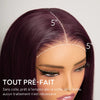 Soyeux Glueless Couleur Violet Foncé 5x5 Nœuds Blanchis Bob Perruque Sans Colle Lisse