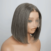 Boss Mature Lisse Confidence Elegance Bob Couleur Lin Gris 13x4 Dentelle Perruque Cheveux Humains