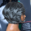 Patron mature Glueless Couleur Sel Et Poivre 5x5 Nœuds Blanchis Perruque Sans Colle