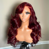 Glueless Pré-épilées Couleur Bordeaux 13x4 Perruque Sans Colle Body Wave Casquette Ajustable