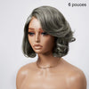 Patron mature Glueless Couleur Sel Et Poivre 5x5 Nœuds Blanchis Perruque Sans Colle