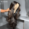 Glueless Luxe Couche 13x4 Highlight Perruque Sans Colle Ondulé Cheveux Humains Wear Go 250% Densité