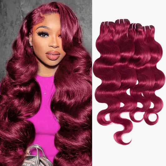 Extensions Cheveux Vierges 99J Tissage Brésilien Cheveux Body Wave