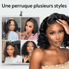 Séparation Libre Pré-épilé Grande Dentelle Rom Bouclé 13x4 Dentelle Bob Perruque 250% Densité