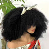 Glueless Style Brésilien Afro Kinky Curly Bob Perruque Sans Colle Avec Frange 350% Densité