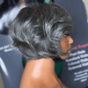 Patron mature Glueless Couleur Sel Et Poivre 5x5 Nœuds Blanchis Perruque Sans Colle