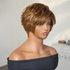 Glueless Couche Sans Nœuds Couleur Blonde Miel 7x4 Perruque Coupe Pixie Sans Colle