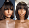2 𝑭𝑶𝑹 €99🔥 Essentiel De L'Été Soyeux Bob Facile À Coiffer Glueless Perruque Lisse Avec Frange