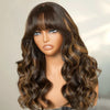 Glueless Couleur Blond Highlight 4x4 Perruque Sans Colle Avec Frange Capuchon Réglable