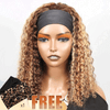 Ombre Headband Curly Human Hair Wig 200% Density