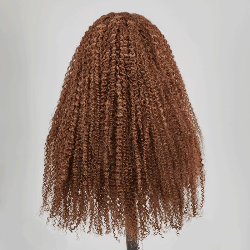 7x5 13x4 Glueless Brun Chocolat Couleur Kinky Curly Perruque Sans Colle - SHINE HAIR