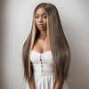 7x5 13x4 Glueless Luisant Highlight Multi-colore Perruque Sans Colle Straight - SHINE HAIR