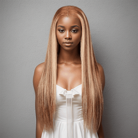 7x5 Glueless Blonde Highlight Perruque Sans Colle Straight Cheveux Humains - SHINE HAIR