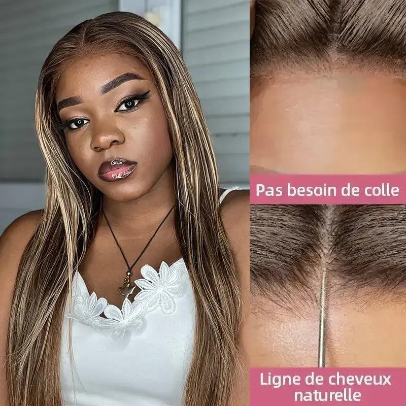 7x5 Glueless Couleur Funky Mélangé #4/27 Perruque Sans Colle Straight Cheveux Humain - SHINE HAIR