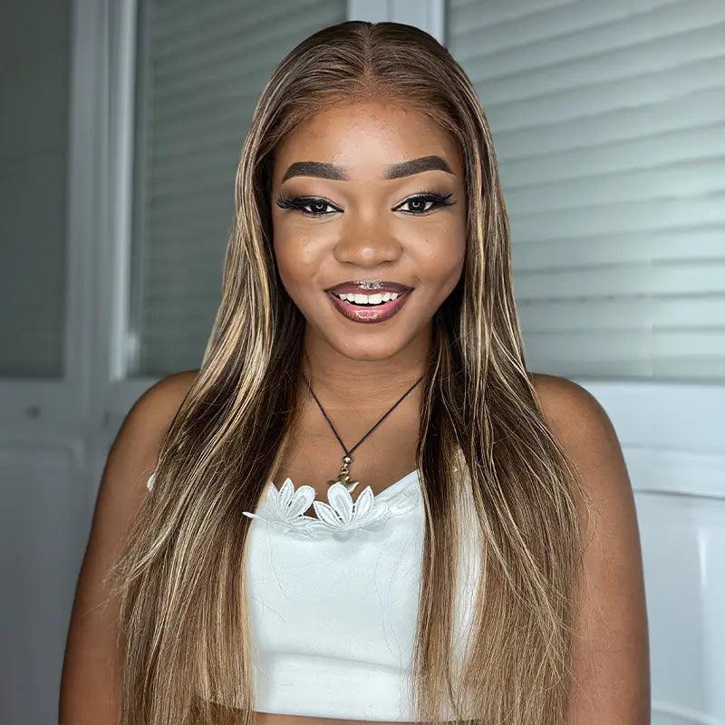 7x5 Glueless Couleur Funky Mélangé #4/27 Perruque Sans Colle Straight Cheveux Humain - SHINE HAIR