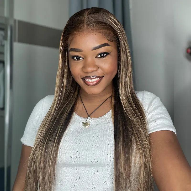 7x5 Glueless Couleur Funky Mélangé #4/27 Perruque Sans Colle Straight Cheveux Humain - SHINE HAIR