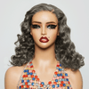 7x5 Glueless Gris argenté Bob Nœuds Pré-blanchis Perruque Sans Colle Ondulé - SHINE HAIR