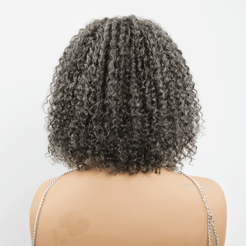 7x5 Glueless Kinky Curly Couleur Sel & Poivre Bob Perruque Sans Colle - SHINE HAIR