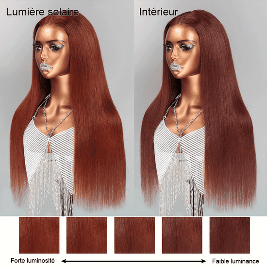 7x5 Perruque Sans Colle Couleur Brun-rouge La Plus Chaude Micro-nœuds Glueless Lisse - SHINE HAIR