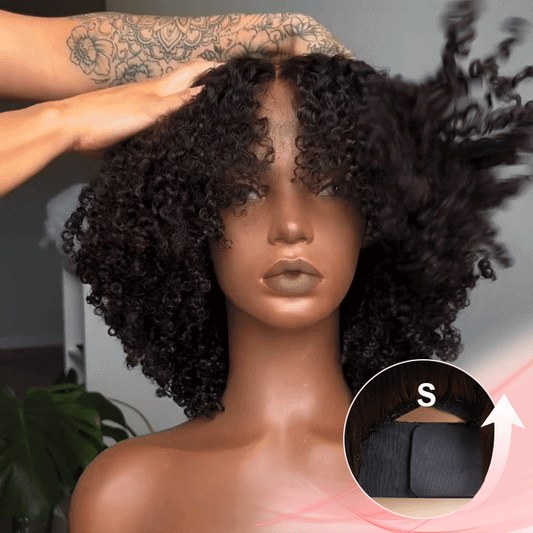 Go Natural Ease Doux Crépus Glueless Bob 4x4 Perruque Sans Colle Kinky Curly Cheveux Humains