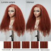 Effet Volume Instantané 9x6 Glueless Couleur Brun rougeâtre Nœuds Pré-blanchis Kinky Curly Perruque Sans Colle
