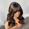 Glueless Couleur Blond Highlight 4x4 Perruque Sans Colle Avec Frange Capuchon Réglable