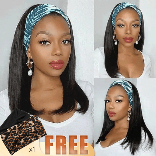 Glueless Bandeau Perruque Cheveux Humains Brésiliens Lisse Adapté Aux Débutants 200% Densité