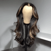Glueless Luxe Couche 13x4 Highlight Perruque Sans Colle Ondulé Cheveux Humains Wear Go 250% Densité