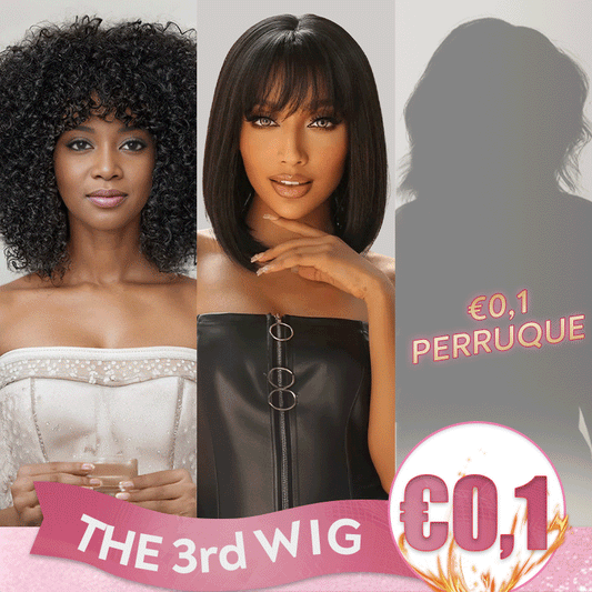 𝟑ᵉ 𝐩𝐞𝐫𝐫𝐮𝐪𝐮𝐞 𝐚̀ €𝟎,𝟏🔥Lisse Bob Perruque Avec Frange 8"+Glueless Bob Perruque Afro Bouclée Avec Franges 10"