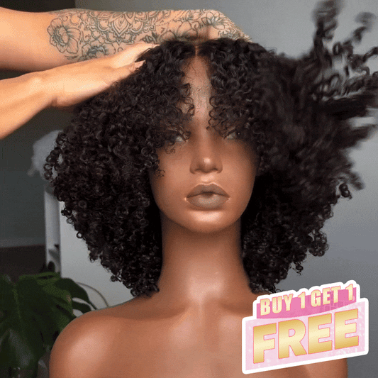 𝑩𝒖𝒚 1 𝑮𝒆𝒕 1 𝑭𝒓𝒆𝒆💥Go Natural Ease Doux Crépus Glueless Bob 4x4 Perruque Sans Colle Kinky Curly