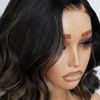 Tendance Glueless Couleur Noire Avec Reflets Blonds 7x4 Bob Ondulé Perruque Sans Colle