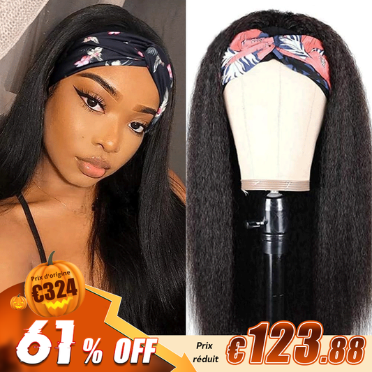 Adapté Aux Débutants Glueless Bandeau Yaki Straight Perruque Cheveux Humains