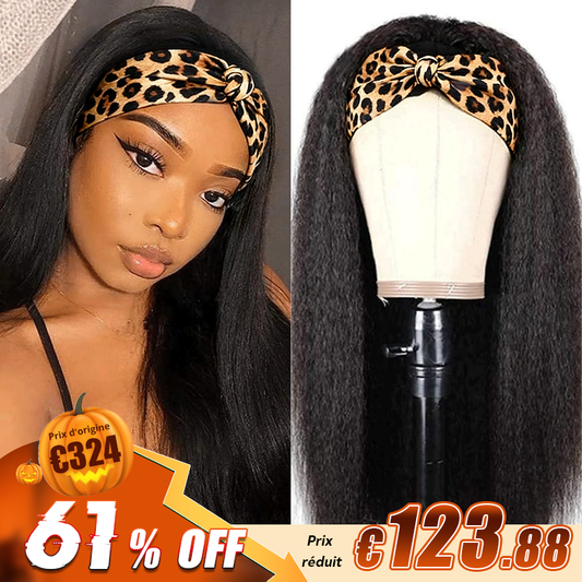 Adapté Aux Débutants Glueless Bandeau Yaki Straight Perruque Cheveux Humains