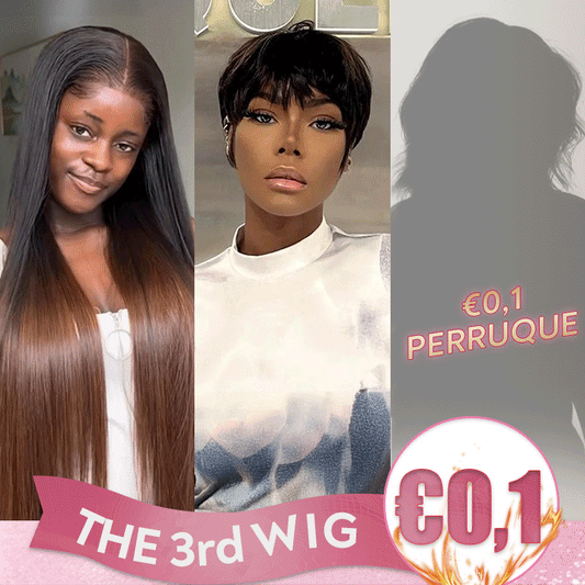 𝟑ᵉ 𝐩𝐞𝐫𝐫𝐮𝐪𝐮𝐞 𝐚̀ €𝟎,𝟏🔥Glueless Perruque 5x5 Lisse+Glueless Pixie Perruque Lisse Taille Modèle